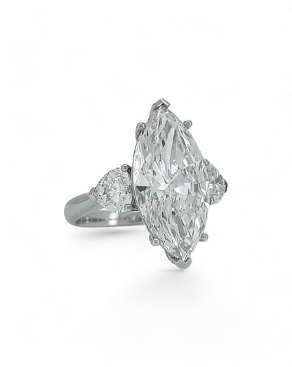 Elegance Marquise Diamond Ring with Heart Side Stones
