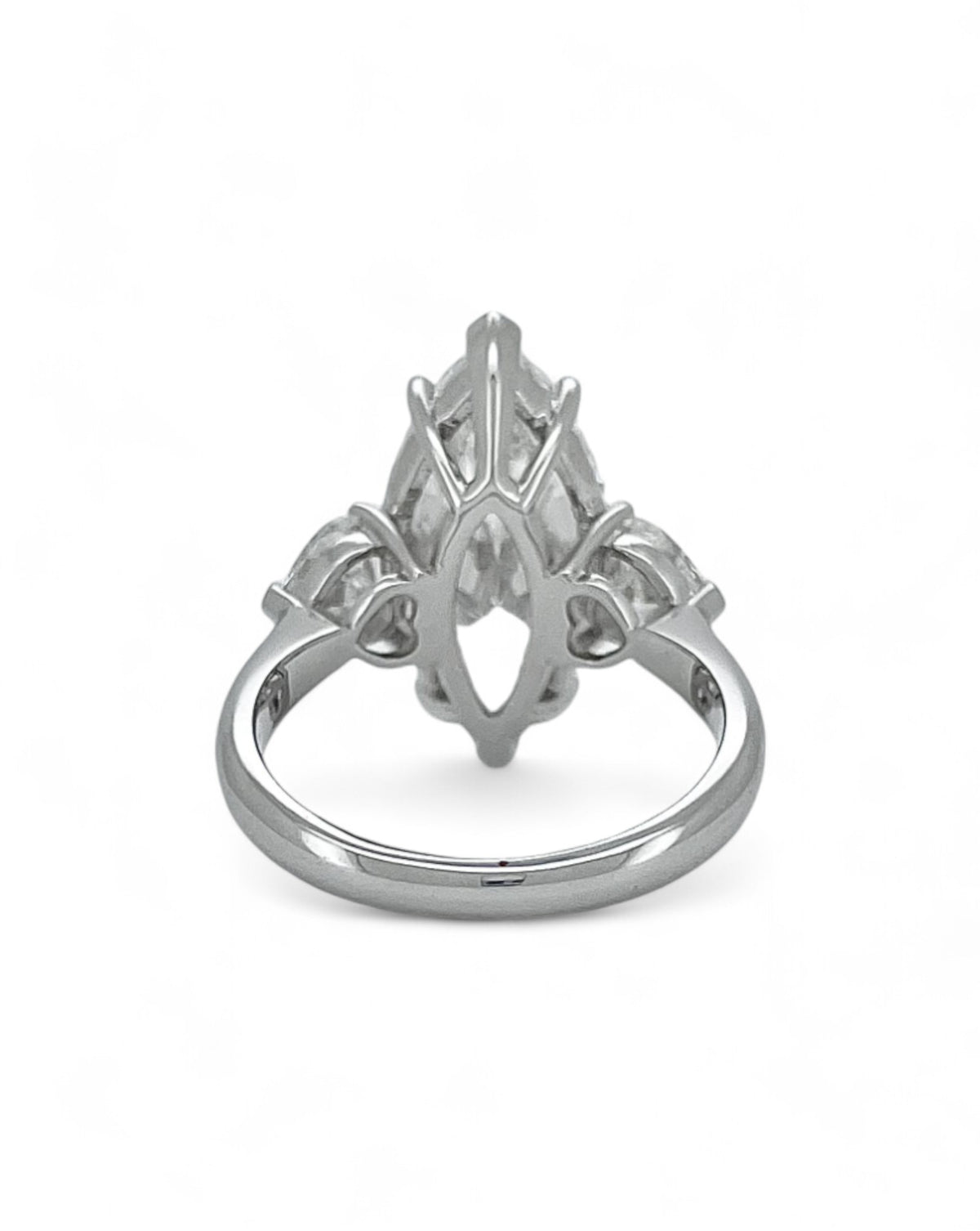 Elegance Marquise Diamond Ring with Heart Side Stones