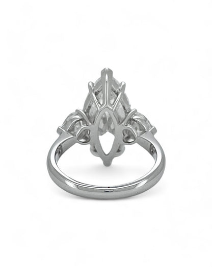 Elegance Marquise Diamond Ring with Heart Side Stones