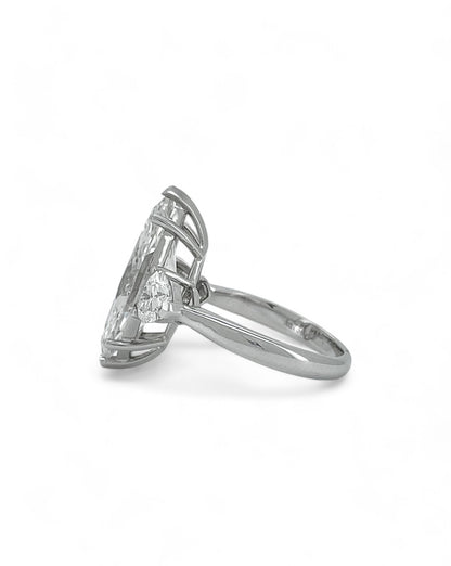 Elegance Marquise Diamond Ring with Heart Side Stones