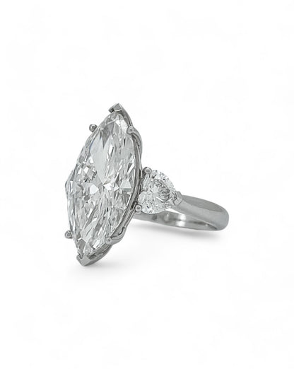 Elegance Marquise Diamond Ring with Heart Side Stones