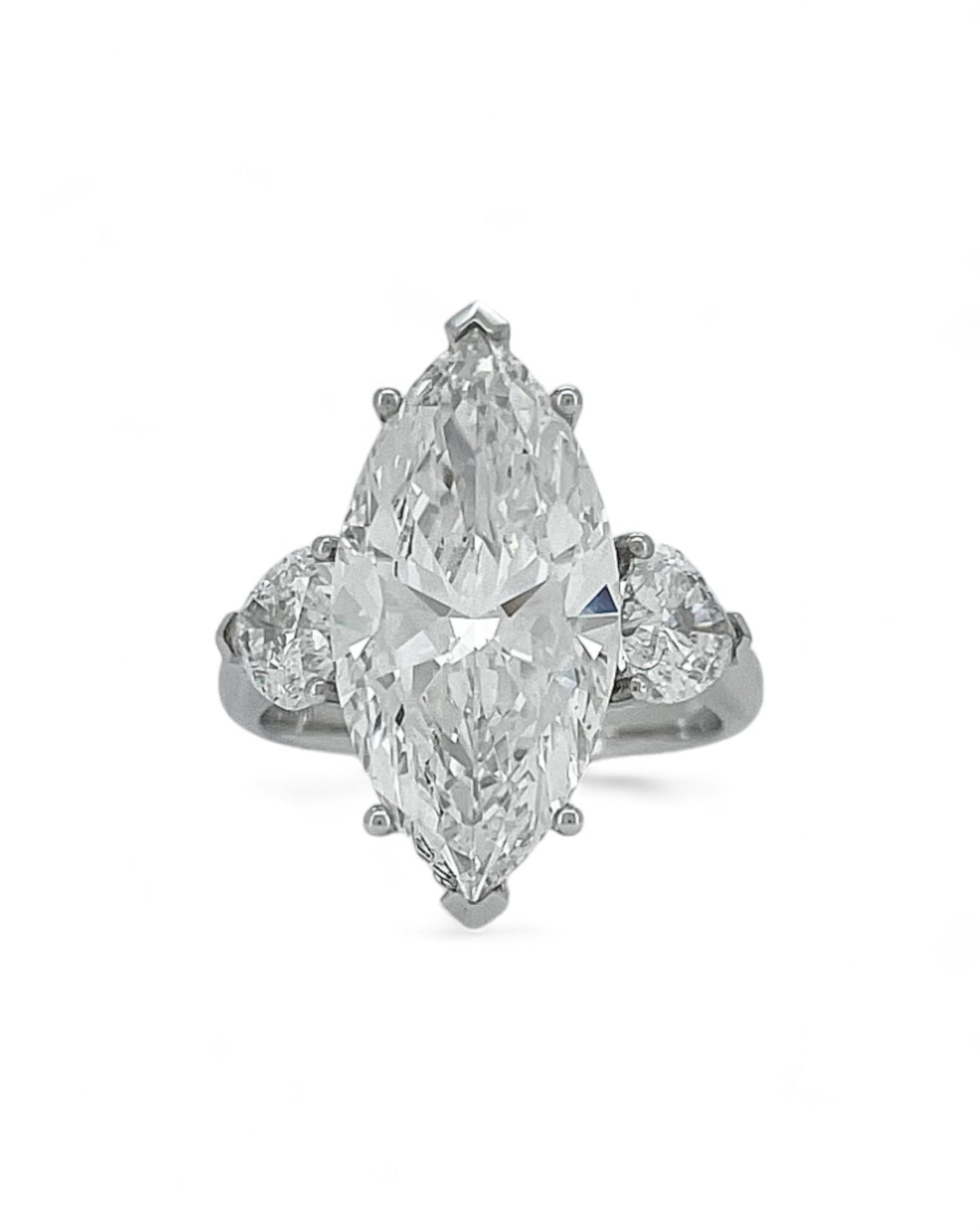 Elegance Marquise Diamond Ring with Heart Side Stones