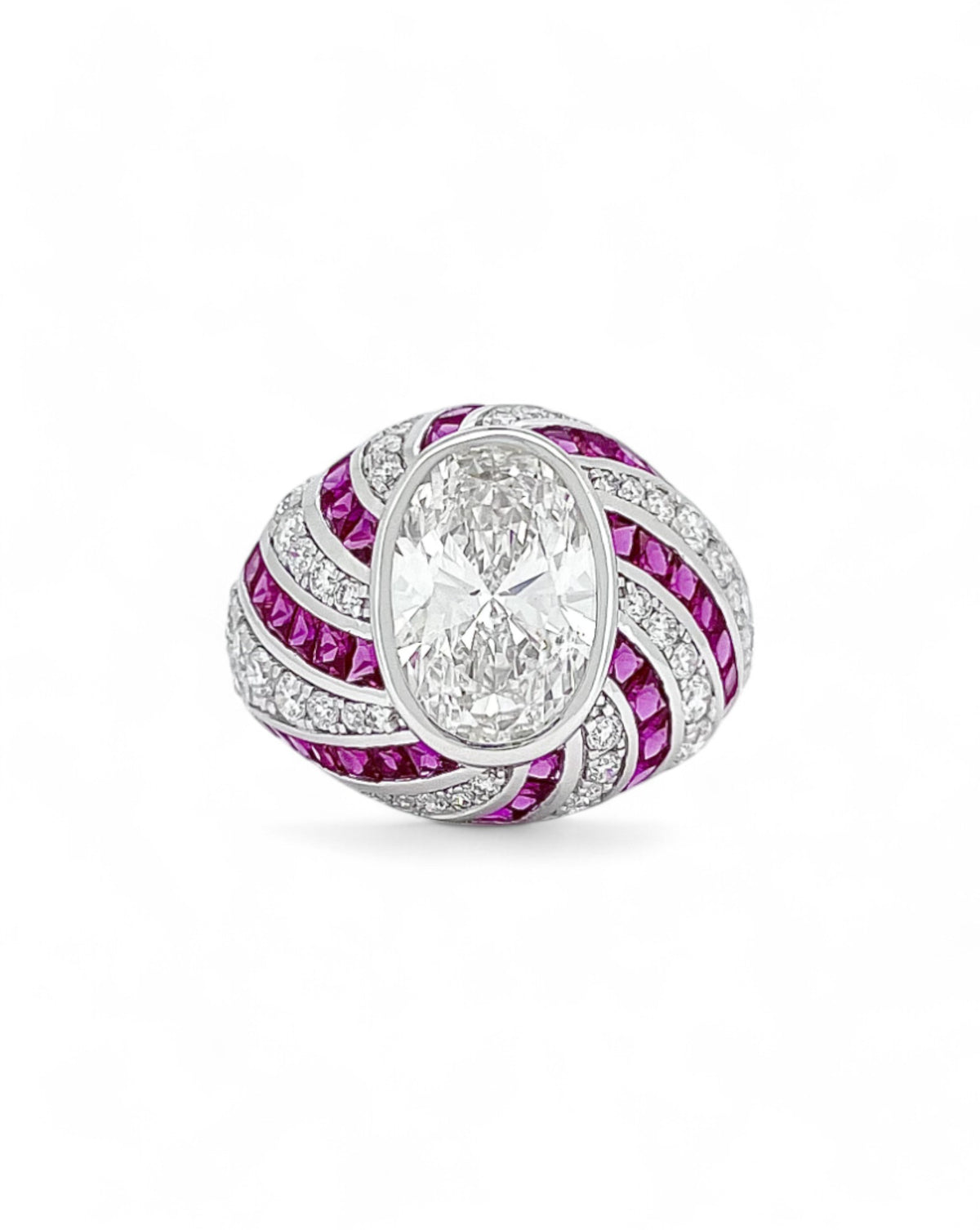 Heirloom Peppermint Oval-cut Diamond & Ruby Ring