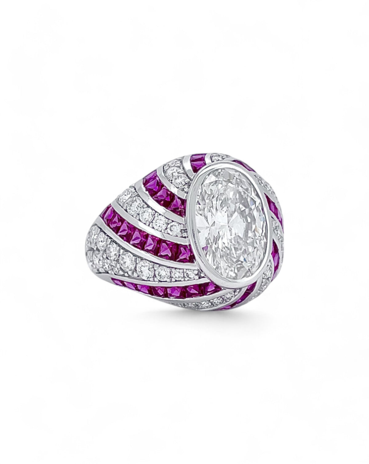 Heirloom Peppermint Oval-cut Diamond & Ruby Ring