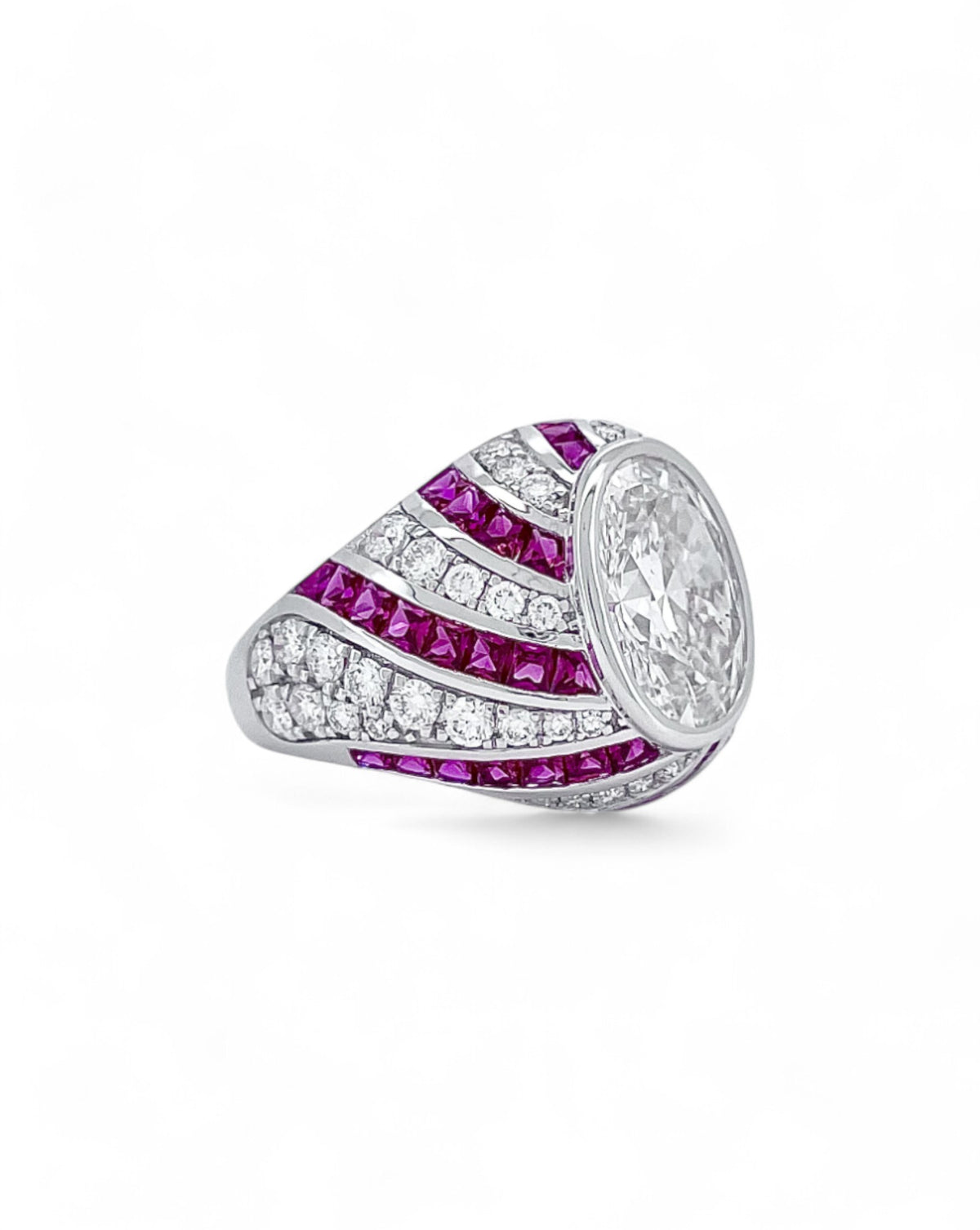 Heirloom Peppermint Oval-cut Diamond & Ruby Ring