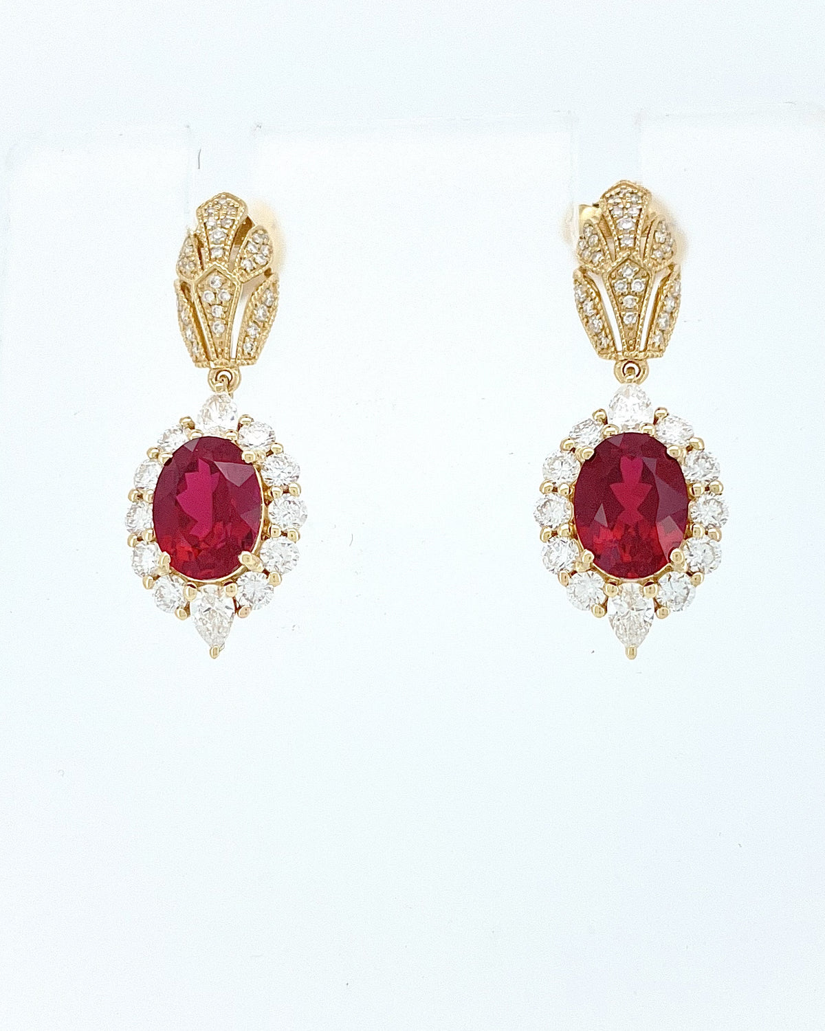 Heirloom Antique-Inspired 3.51 Carat Ruby Earrings