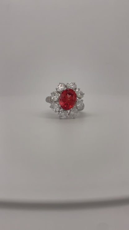 Heirloom Coral Dahlia Padparadscha Sapphire Ring