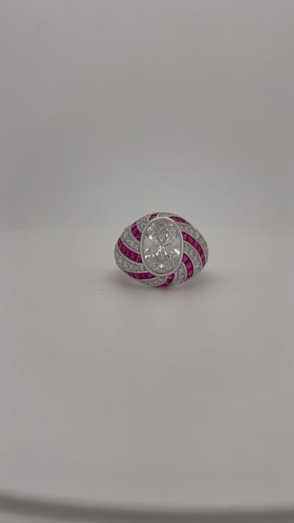 Heirloom Peppermint Oval-cut Diamond & Ruby Ring
