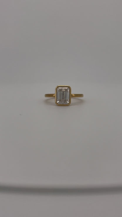 Tipsy Emerald Cut Moissanite Ring